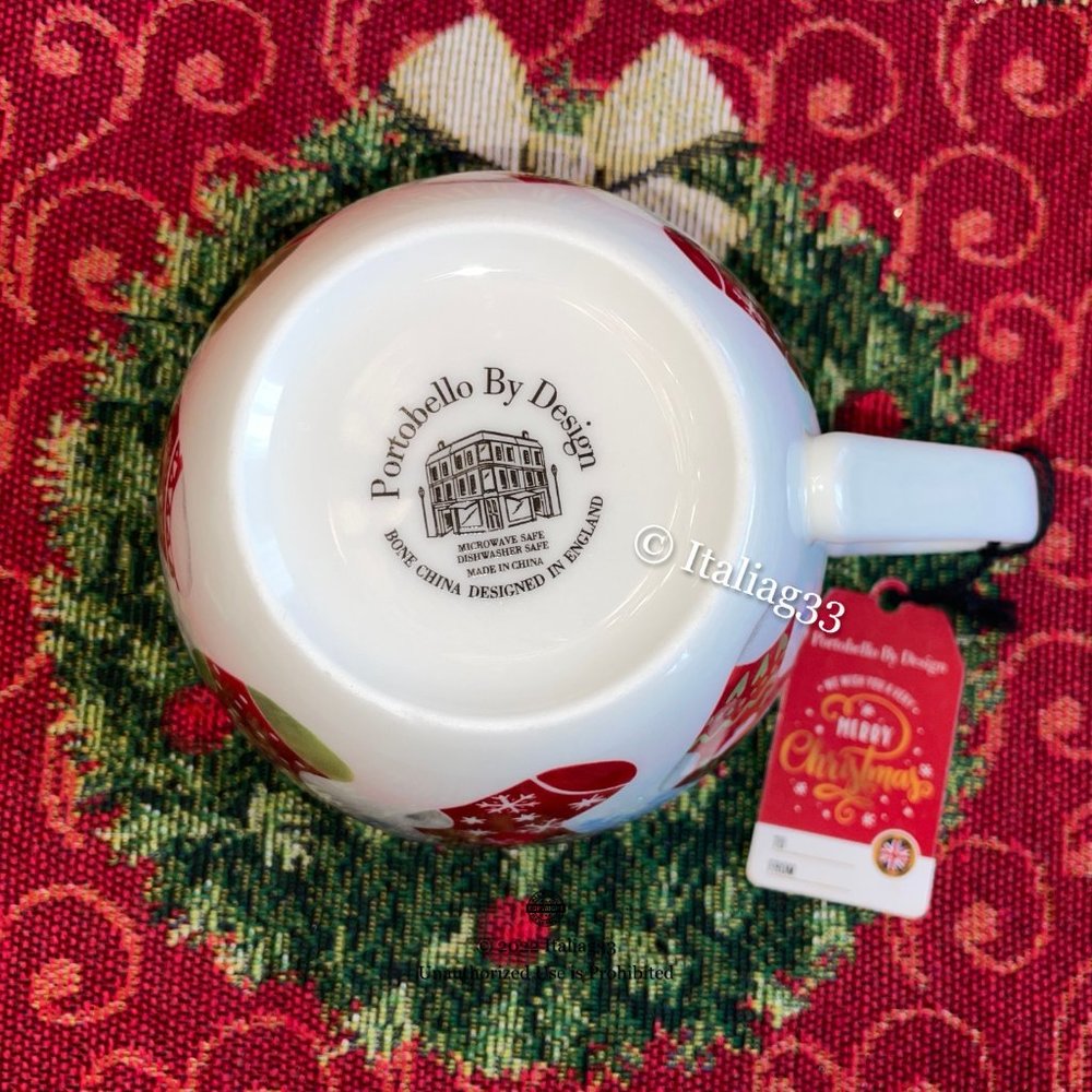 Portobello By Design Cup Mugs Dogs in Stockings Holiday Warm Wishes Bone China - Picture 4 of 12